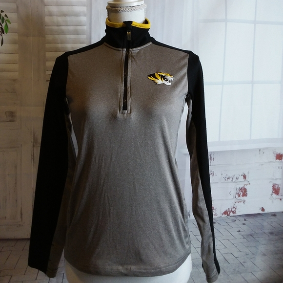 3/$30 Gen2 University of Mo Tigers grey black gold 1/4 zip athletic top size M - Picture 1 of 6